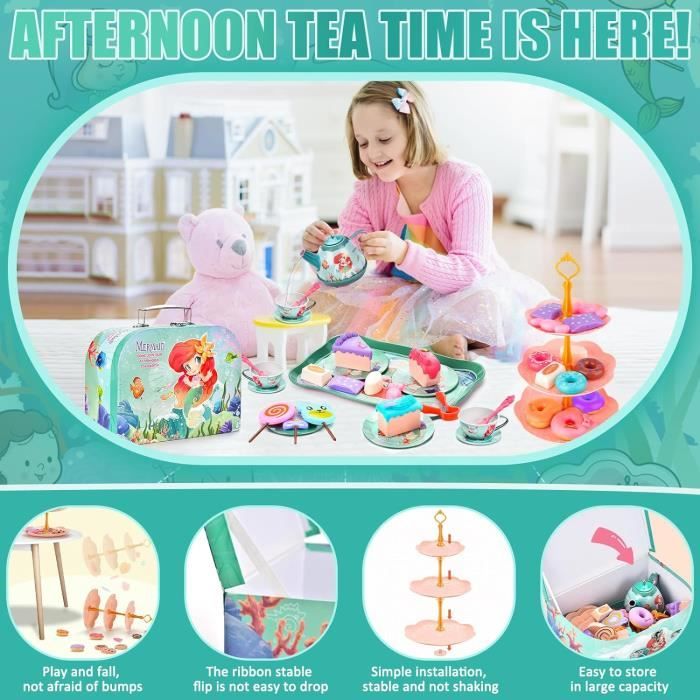 LINFUN KIDS Service à Thé Jouets, Dînette Enfant Accessoire Jeux de