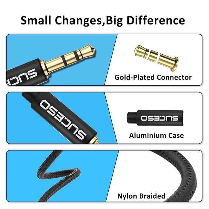 Splitter Audio Jack 3.5mm Mâle Vers Double Jack Femelle Adaptateur