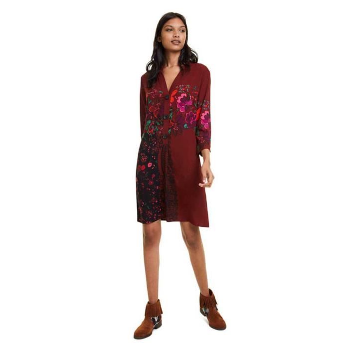 Robe Desigual Valentina Femme Rouge Silhouette elegante Imprime floral Rouge Cdiscount Pret a Porter