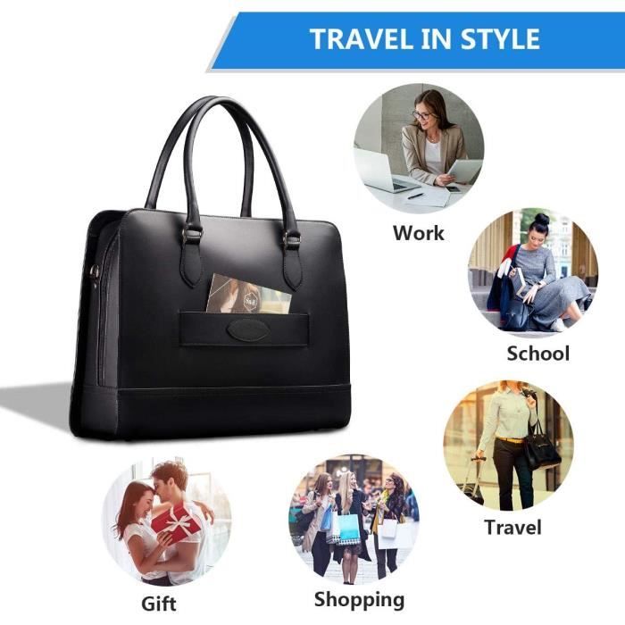 Su.B 15 Pouces Sacoche Ordinateur Portable avec Sangle de Bagage
