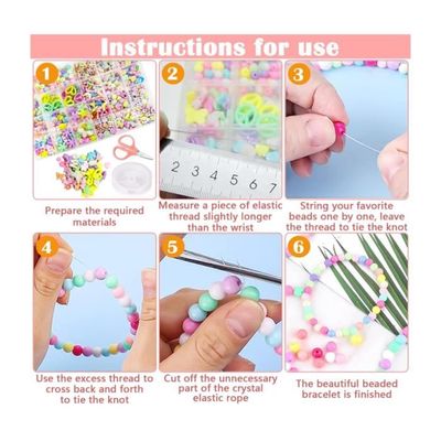 Perles Enfant, 550+ Bracelet Bricolage Set, Kit de Perles de Bijoux pour Fabrication de Bracelets Colliers Travaux Manuel - 24 Cases - Beaux-Arts et Loisirs créatifs