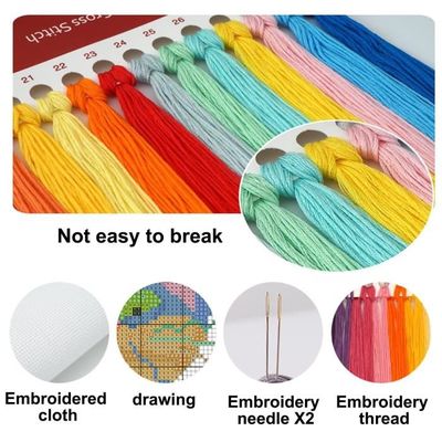 Cukol Kit Broderie Point De Croix Complet 46x46cm - Paysage Plage Pré-Imprimé Débutant Adulte Avec Fils