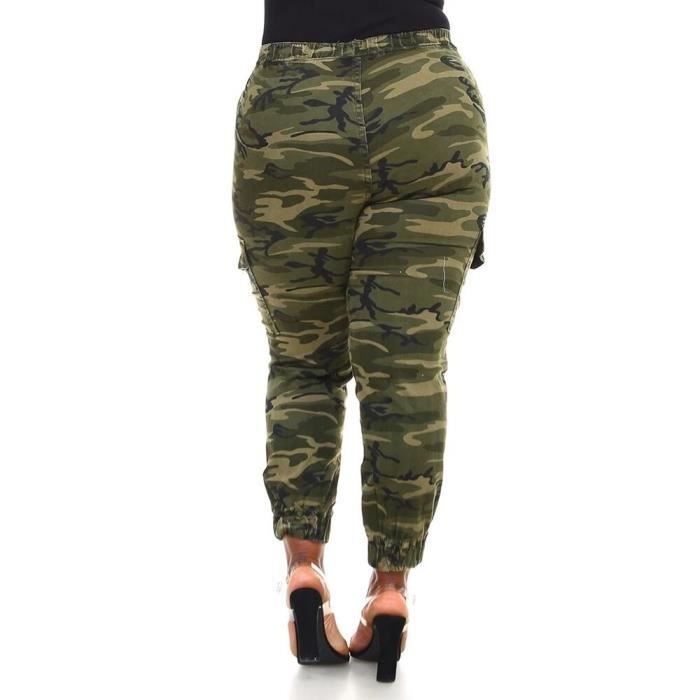 Camouflage Imprime Dames Cargo Pantalon Grande Taille Mode Femmes Pantalon Cordon Grande Taille Femme Pantalons Longs D30 Camo Cdiscount Pret a Porter