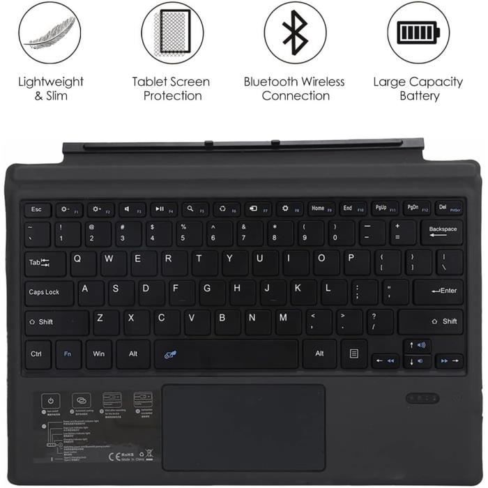 Clavier Bluetooth Rii Pour Surface Pro 8/9/X - Rétroéclairage 7 Couleurs | Pavé Tactile Intégré