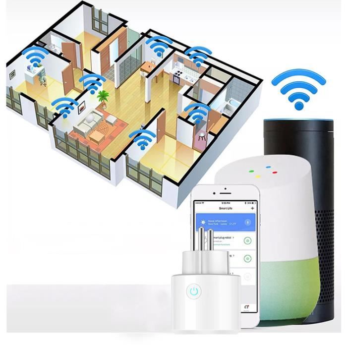 Prise intelligente Wi-Fi Globe, compatible avec Alexa et l'assistant  Google, blanc