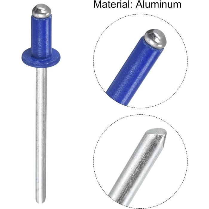 Rivets Aveugles, 3,2Mm X 7Mm Aluminium Ouvert Terminal Plat Rond Tête ...