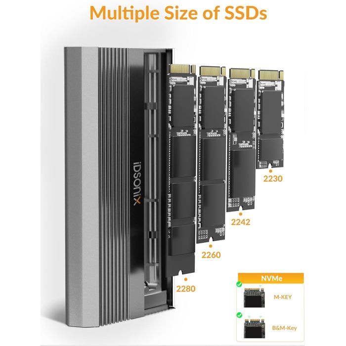 Boîtier SSD M2 NVMe/NGFF BS-2808 – Adaptateur USB-C 10 Gbit/s