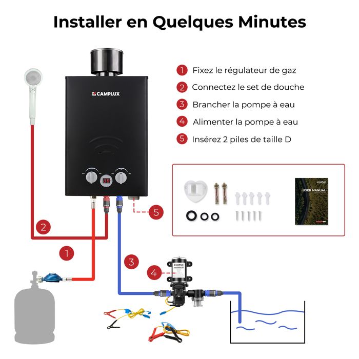 Chauffe Eau Gaz Camping Car 12v