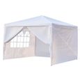 Tonnelle imperméable de jardin-Tente de reception avec 4 cotés-3x3m-blanc-0