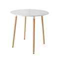 BenyLed Table de Salle à Manger Ronde Moderne 80 cm avec Pieds en Bois(Blanc)-0