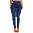 Jeans Femme Taille Elastique Coupe Skinny Confortable,Bleu1-0