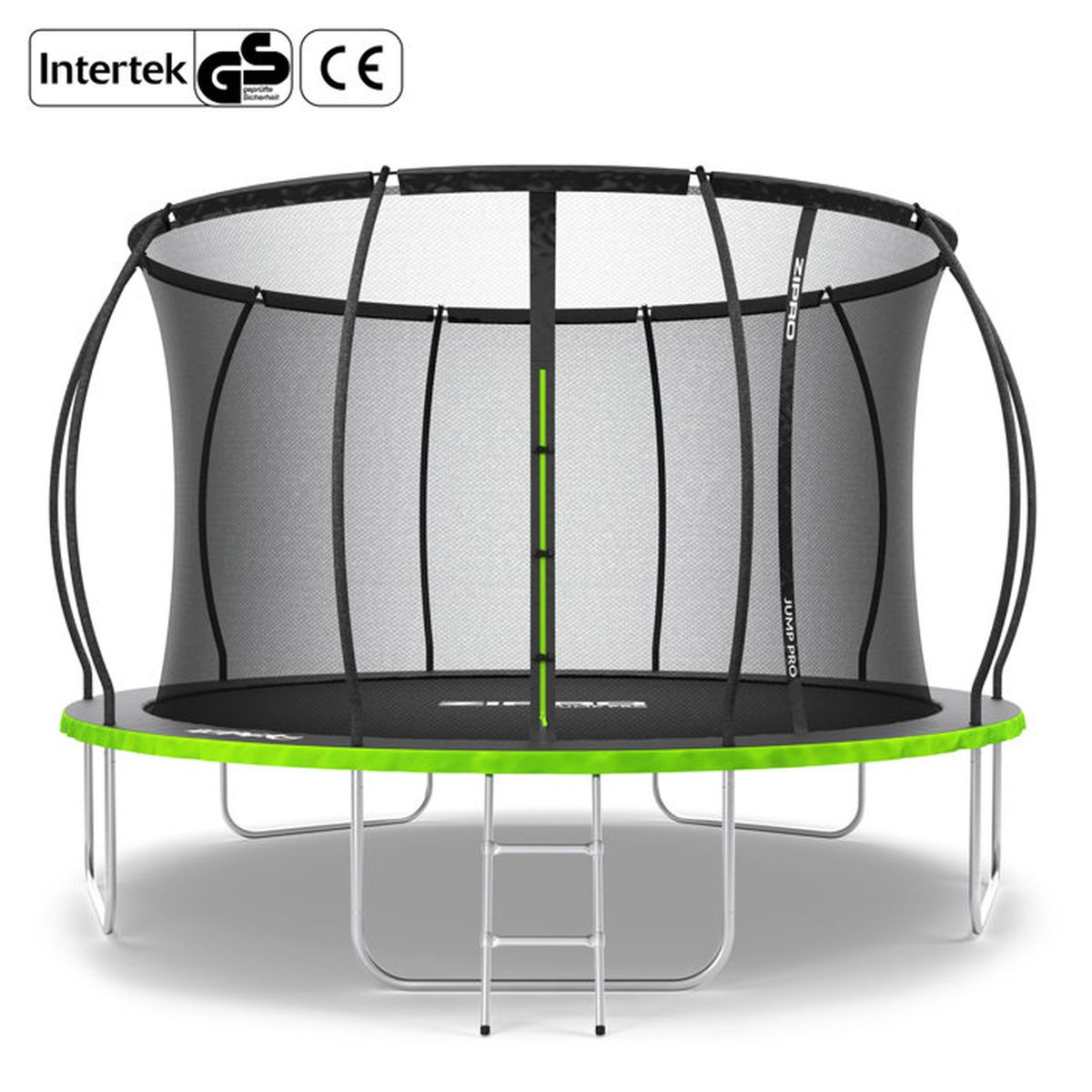 Trampoline Kangui Ralli Avec Filet De Sécurité - Rose Et Gris - Ø250 à 430cm - Idéal Jardin Famille
