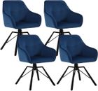 WOLTU Lot de 4 Chaises Pivotante à 360°,Chaise Salle à Manger en Velours, Fauteuil Scandinave, Pieds en Métal, Bleu W0ATT0389-4