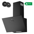CIARRA Hotte Aspirante Inclinée 60cm A+++ 650m3/h avec Filtre au charbon Recyclage ou Evacuation Noir