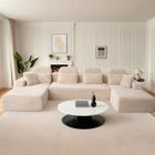 PATBRELA Canapé modulaire super grand en U avec 2 méridiennes, confortable en velours côtelé mousse à mémoire de forme,sans assemblage beige