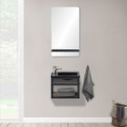 Meuble lave-mains noir en métal SAO avec robinet chromé et miroir - MOB-IN