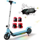 EROLLERRUN Trottinette électrique Enfants 6-12 Ans - Pliable - Écran LED Lumières colorés - 3 Vitesse Hauteur Réglables - Bleu