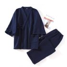ECELEN Ensemble de pyjamas Kimono pour hommes d'hiver en coton couche d'air pantalon Pijama lh1228gjJJF2vq Bleu AA