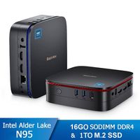 Blackview MP60 Mini PC - RAM 16Go Stockage 1 To M.2 SSD, Windows 11 Pro, WiFi 2.4G+5G, Intel Alder Lake N95, 3.40 GHz - Noir