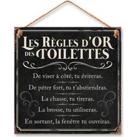 Plaque métal 'Toilettes' (Les règles d'or des toilettes) - 20x20 cm [R4345]