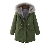 Manteau d'hiver caban femme manteau à capuche veste chaude longue veste d'hiver manteau épais poches printemps Green