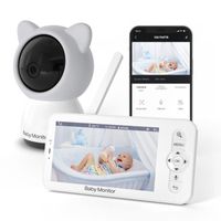Babyphone Caméra  PIMPIMSKY ,Bébé Moniteur avec caméra 5 pouces, écran sans fil audio de sécurité vidéo Vision nocturne 1000ft