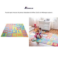 Tapis puzzle en mousse pour enfants - QUIIENCLEE - Alphabet et chiffres - 36 pièces - Multicolore
