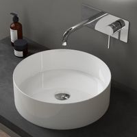 Sogood® Lavabo Vasque à Poser Blanc 40x40x13 cm Lave Mains Rond en Céramique Revêtement NANO Easy Clean Bruxelles203