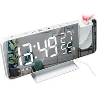 Radio Réveil Projection LED Réveil miroir réglable de mode Affichage de la température et de l'humidité -B