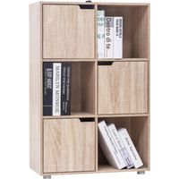 Bibliothèque armoire WOLTU - Meuble de rangement en MDF avec 6 compartiments - Chêne clair