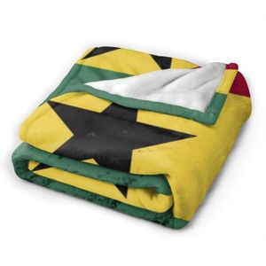 JETÉE DE LIT - BOUTIS Jeté de lit rétro Grunge Ghana drapeau doux flanelle Micro polaire - Enfant - 100 x 125 cm - Lavable