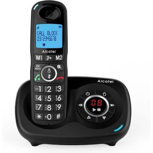 Téléphone fixe XL 595 B Voice Noir avec répondeur, téléphone pour