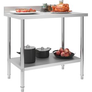 PLAN DE TRAVAIL Table de travail de cuisine avec dosseret 100x60x93 cm Inox HILILAND --LIS POIS: 15.4 ★