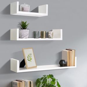 IDMARKET Lot de 3 étagères murales blanches
