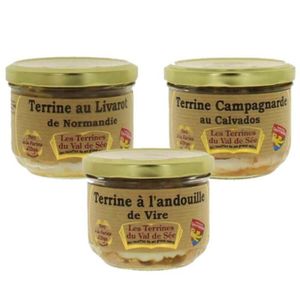 CONSERVE-VIANDE La Chaiseronne - Assortiment de terrines de viande - 3x190g - Made in Calvados