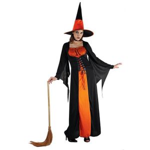 Costume Sorcière Femme Halloween - 12 Pièces (cape, Chapeau, Baguette, Masque, Gants, Autocollants)