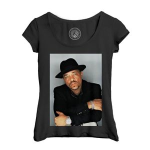 T-SHIRT T-shirt Femme Col Echancré Noir Ice T Rap Classic Hip Hop Producer