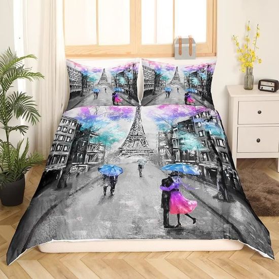 UQZHZL Housse De Couette 200x200 cm Imprimé Coeur Rose Parure De Lit Adulte Adolescent Enfant Impression Numérique 3D Microfibre avec Fermeture à Glissière et 2 Taies d'oreiller 65X65 cm