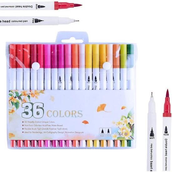 24 Feutres Aquarelle Double Pointe – Marqueurs Brush Pen – FURNIZONE