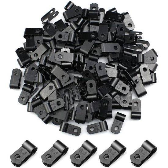 100 Pièces Noir Serre-Câble R-Type Nylon Plastique Câbles Clips avec 100  Pièces des Vis pour Maison Bureau de Fils la Gestion [1072] - Cdiscount  Bricolage