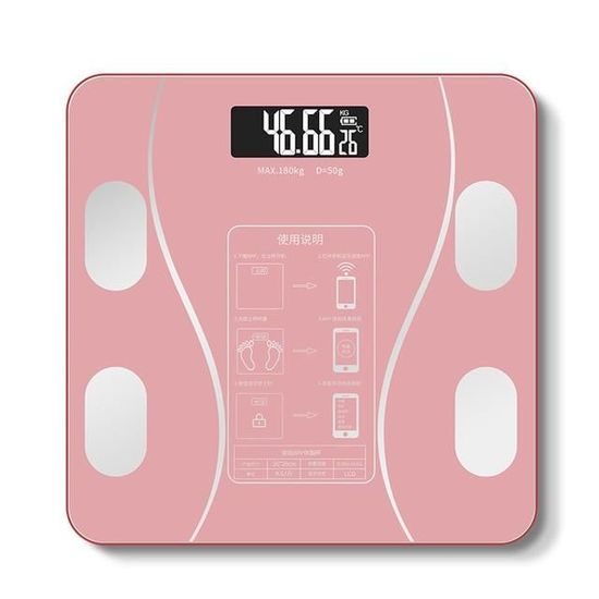 Pèse-Personne,Balances de poids et graisse corporelle,Bluetooth,électronique,pour poids corporel numérique,écran LCD en - Type Pink