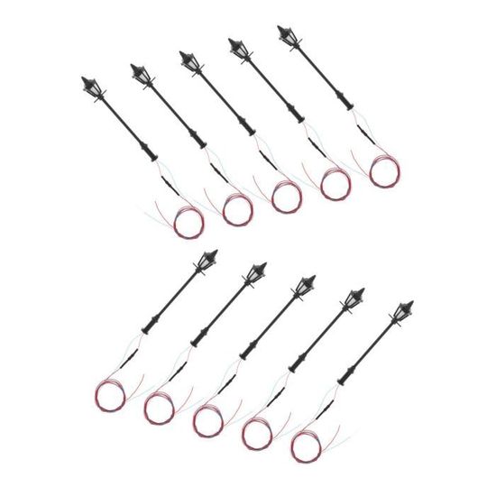 10 Lampadaires Blancs Pour Maquette Train échelle HO (1:76 à 1:100) - Neuf
