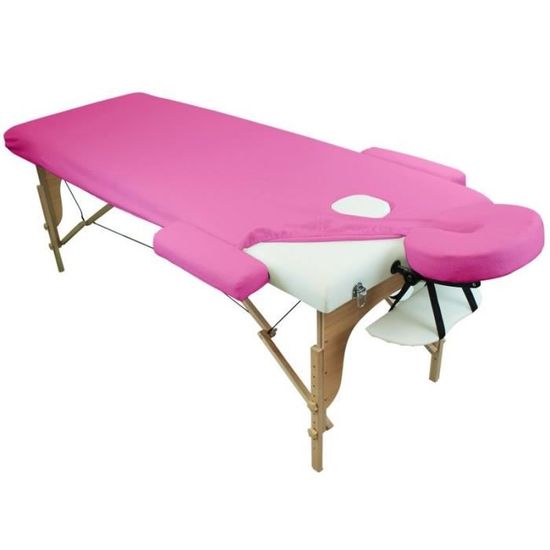 Drap housse de protection 4 pièces en éponge pour table de massage - Rose - Vivezen