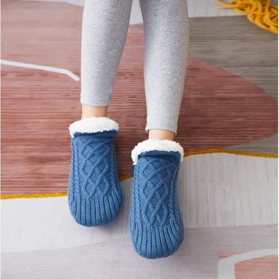 Chaussettes chaudes chaudes pour en laine paisse et paisse Bleu