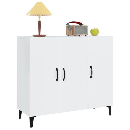 Armoire à vaisselle Décoration de meubles - Pwshymi - Blanc brillant - bois d'ingénierie;métal - 90 x 34 x 80 cm 