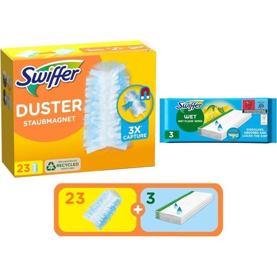 Plumeau Anti-allergène Kit Dépoussiérant Swiffer Avec Manche Et 3 Recharges - Attrape Poussière Et Poils D'Animaux Nettoyage Sans Poussière Plumeau Anti-allergène Kit Dépoussiérant Swiffer Avec Manche Et 3 Recharges - Attrape Poussière Et Poils D'Animaux Nettoyage Sans Poussière