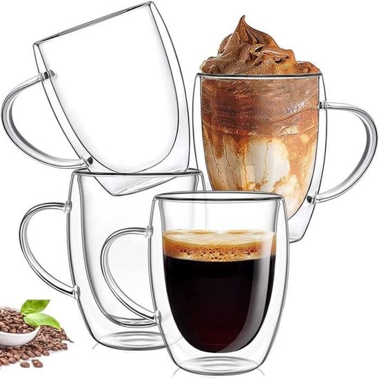 Tasses à Expresso En Verre Double Paroi - Lot De 6 - 80 Ml - Verre Borosilicate Résistant - Effet Flottant - Isothermes - 6