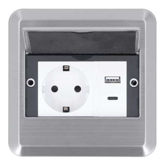 Boîte De Prise De Courant Encastrée Au Sol, Boîtier De Couverture De Prise électrique étanche En Acier Inoxydable, Kit De Boîte De Prise électrique Au Sol Avec 2 Ports USB