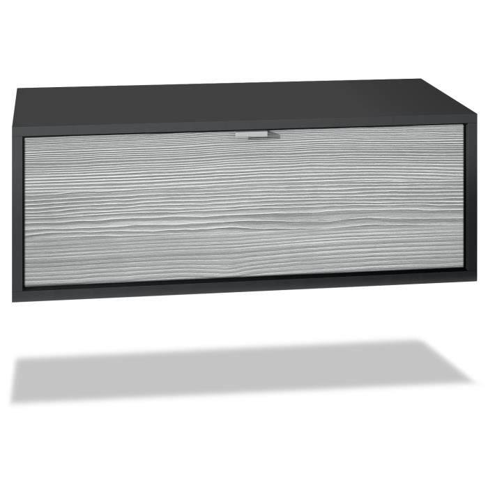 Meuble TV Lana 80 armoire murale lowboard 80 x 29 x 37 cm, caisson en noir mat, façades en Avola-Anthracite