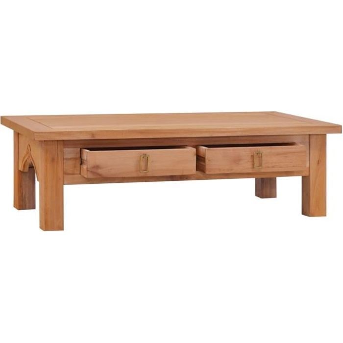 FHE - Table basse 100x50x30 cm avec finition naturelle Bois d'acajou massif L'assemblage est requis brun DXYH3040